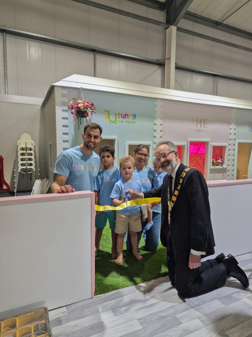 Giggle Street founders and family at the grand opening ribbon cutting ceremony in Shrewsbury